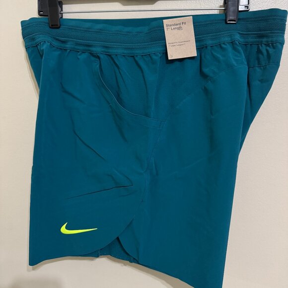Nike Dri-FIT ADV Rafa 7" Tennis Shorts Nadal Teal/Volt DV2881-381 Men's XL NEW - Picture 6 of 14